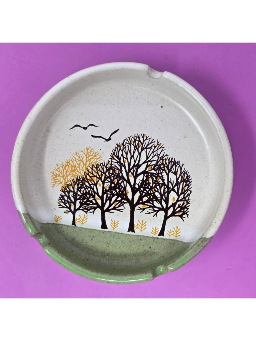 Shaddy Mino China JGI Ceramic Ashtray With Tree Design Made In Japan Boho